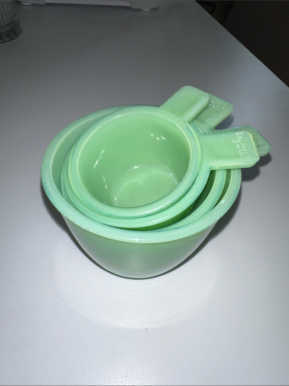 Vintage Jadeite Glass set of 4 Measuring Cups